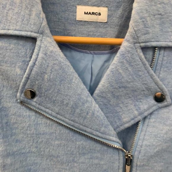 MARCS Merino Wool Blue Poppy Biker Jacket RRP$299 - Picture 4 of 11